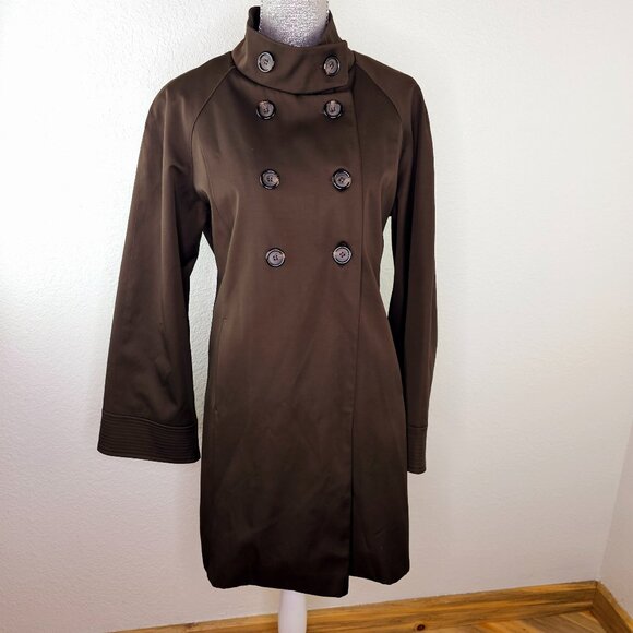 Jones New York Brown Button-Up Trench Coat Sz XL - Picture 1 of 6